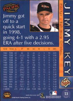 1999 Pacific - Red #53 Jimmy Key  Back