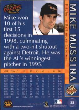 1999 Pacific - Red #55 Mike Mussina  Back