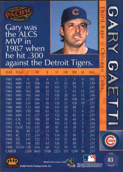 1999 Pacific - Red #83 Gary Gaetti  Back
