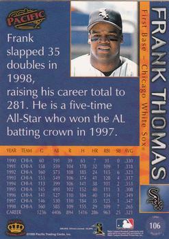 1999 Pacific - Red #106 Frank Thomas  Back