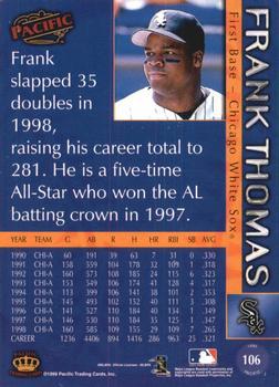 1999 Pacific - Red #106a Frank Thomas Back