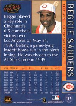 1999 Pacific - Red #117 Reggie Sanders  Back