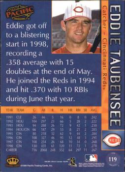 1999 Pacific - Red #119 Eddie Taubensee  Back