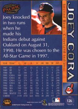 1999 Pacific - Red #126 Joey Cora  Back