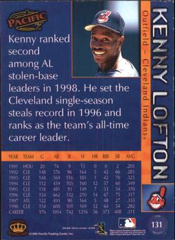 1999 Pacific - Red #131 Kenny Lofton  Back