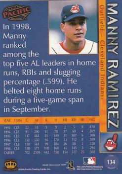1999 Pacific - Red #134a Manny Ramirez Back