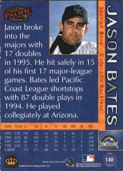 1999 Pacific - Red #140 Jason Bates  Back