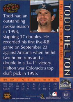 1999 Pacific - Red #146 Todd Helton  Back