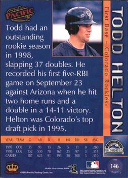 1999 Pacific - Red #146a Todd Helton Back