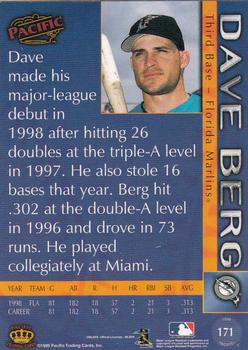 1999 Pacific - Red #171 Dave Berg  Back