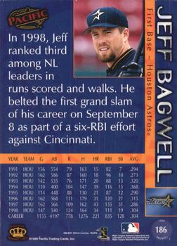 1999 Pacific - Red #186 Jeff Bagwell  Back