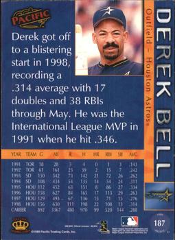 1999 Pacific - Red #187 Derek Bell  Back