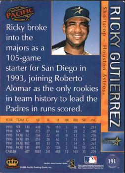 1999 Pacific - Red #191 Ricky Gutierrez  Back