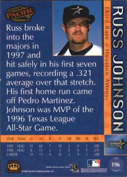 1999 Pacific - Red #196 Russ Johnson  Back
