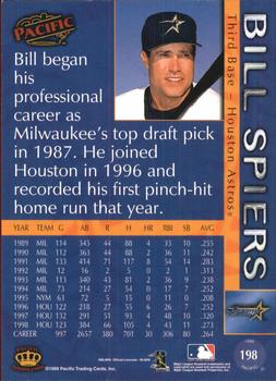 1999 Pacific - Red #198 Bill Spiers  Back
