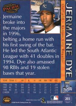 1999 Pacific - Red #203 Jermaine Dye  Back