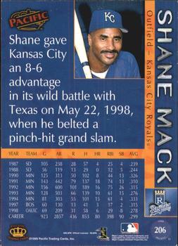 1999 Pacific - Red #206 Shane Mack  Back