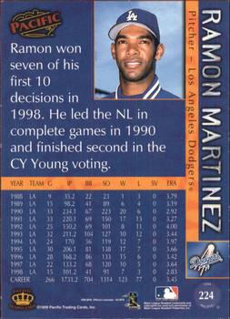 1999 Pacific - Red #224 Ramon Martinez  Back