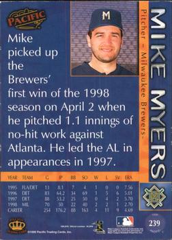 1999 Pacific - Red #239 Mike Myers  Back