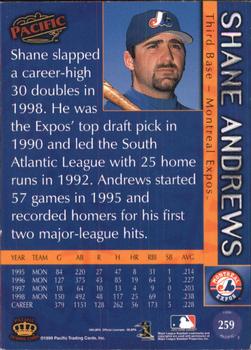 1999 Pacific - Red #259 Shane Andrews  Back