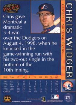 1999 Pacific - Red #273 Chris Widger  Back