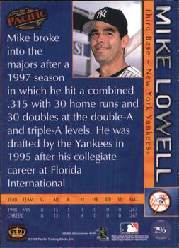 1999 Pacific - Red #296 Mike Lowell  Back