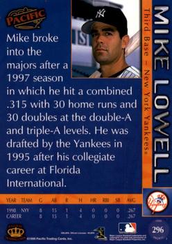 1999 Pacific - Red #296a Mike Lowell Back