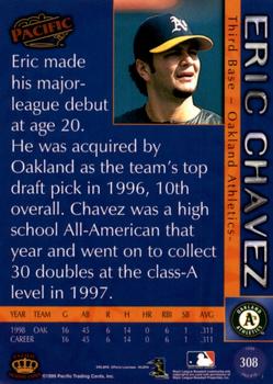 1999 Pacific - Red #308a Eric Chavez Back