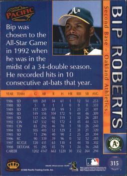 1999 Pacific - Red #315 Bip Roberts  Back
