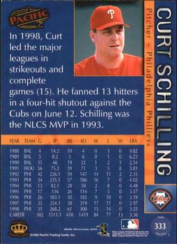 1999 Pacific - Red #333 Curt Schilling  Back