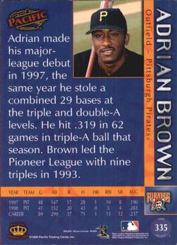 1999 Pacific - Red #335 Adrian Brown  Back