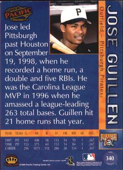1999 Pacific - Red #340 Jose Guillen  Back