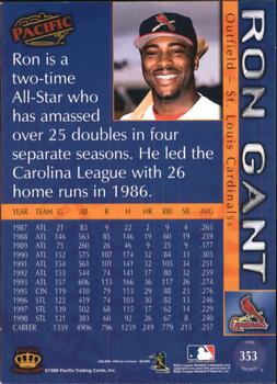 1999 Pacific - Red #353 Ron Gant  Back