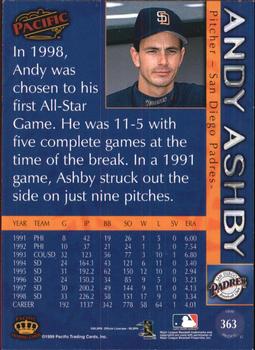 1999 Pacific - Red #363 Andy Ashby  Back