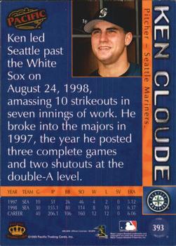 1999 Pacific - Red #393 Ken Cloude  Back