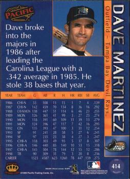 1999 Pacific - Red #414 Dave Martinez  Back