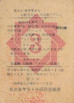 1952 Hitachi Caramel (JF 21) #NNO Mamoru Otsu Back
