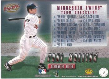 1999 Pacific - Team Checklists #8 Paul Molitor  Back