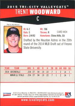 2015 Choice Tri-City ValleyCats #04 Trent Woodward Back