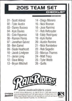 2015 Choice Scranton/Wilkes-Barre RailRiders #27 Checklist Back