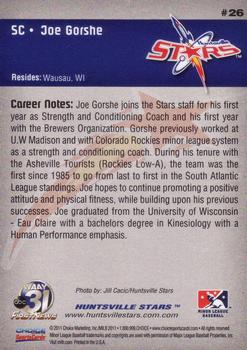 2011 Choice Huntsville Stars #26 Joe Gorshe Back
