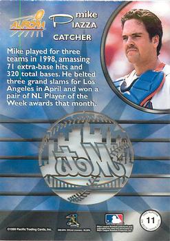 1999 Pacific Aurora - On Deck Laser-Cuts #11 Mike Piazza  Back