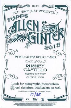 2015 Topps Allen & Ginter - Box Loaders Relics #BR-RC Rusney Castillo Back