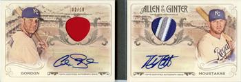 2015 Topps Allen & Ginter - Book Cards Dual Relic Autographs #DBC-GM Mike Moustakas / Alex Gordon Front
