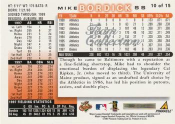 1998 Score Baltimore Orioles #10 Mike Bordick Back