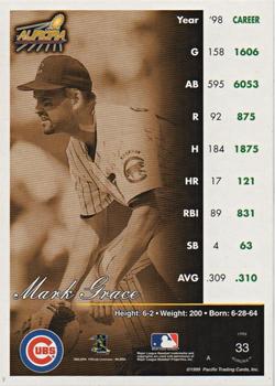 1999 Pacific Aurora - Red #33 Mark Grace  Back