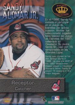 1999 Pacific Crown Collection - Latinos of the Major Leagues #6 Sandy Alomar Jr.  Back