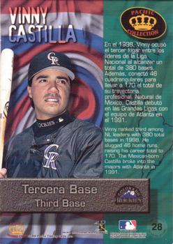 1999 Pacific Crown Collection - Latinos of the Major Leagues #28 Vinny Castilla  Back