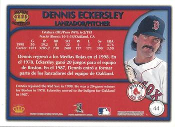 1999 Pacific Crown Collection - Platinum Blue #44 Dennis Eckersley  Back