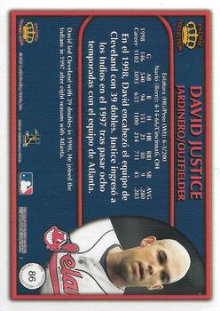 1999 Pacific Crown Collection - Platinum Blue #86 David Justice  Back